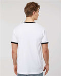 Tultex 246 Unisex Fine Jersey Ringer T-Shirt - White/ Black - model back