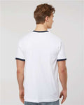 Tultex 246 Unisex Fine Jersey Ringer T-Shirt - White/ Navy - model back