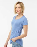 Tultex 253 Women's Tri-Blend T-Shirt - Athletic Blue Tri Blend - model side