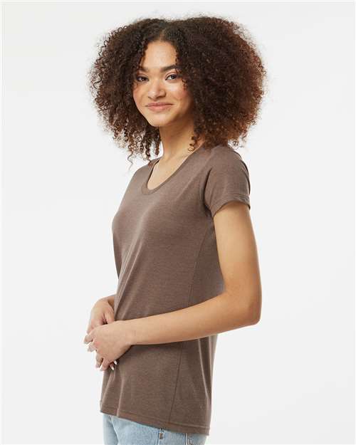 Tultex 253 Women's Tri-Blend T-Shirt - Mocha Tri Blend - model side