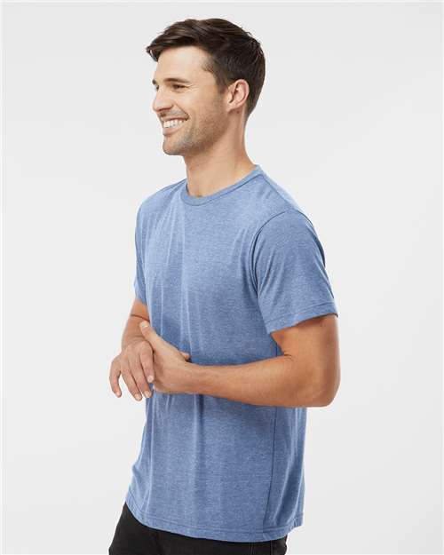 Tultex 254 Men's Tri-Blend T-Shirt - Athletic Blue Tri Blend - model side