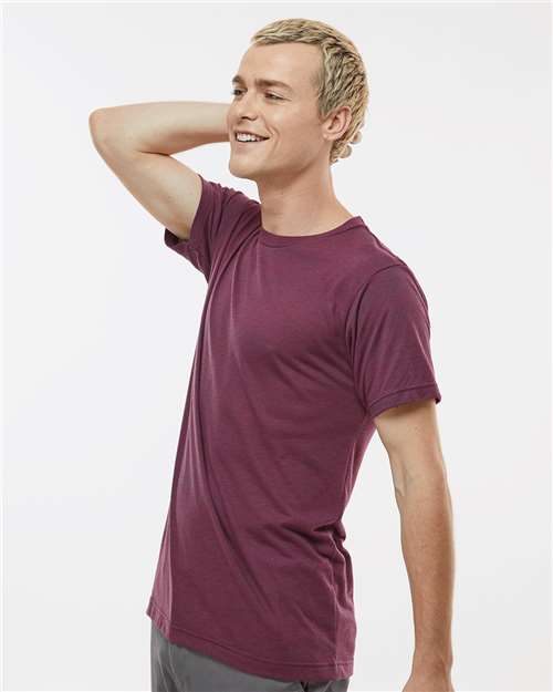 Tultex 254 Men's Tri-Blend T-Shirt - Berry Tri Blend - model side