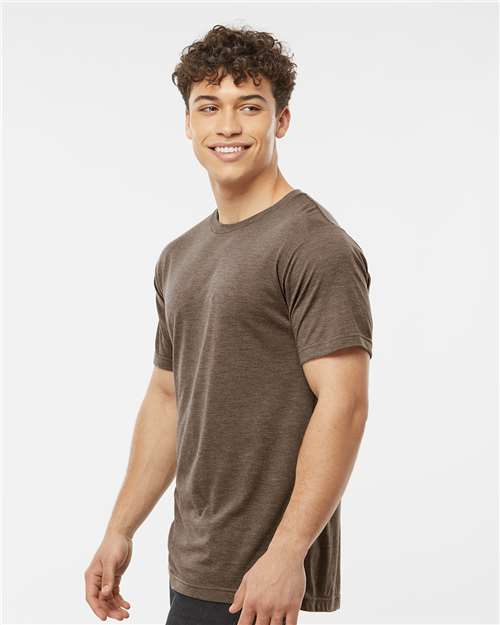 Tultex 254 Men's Tri-Blend T-Shirt - Mocha Tri Blend - model side