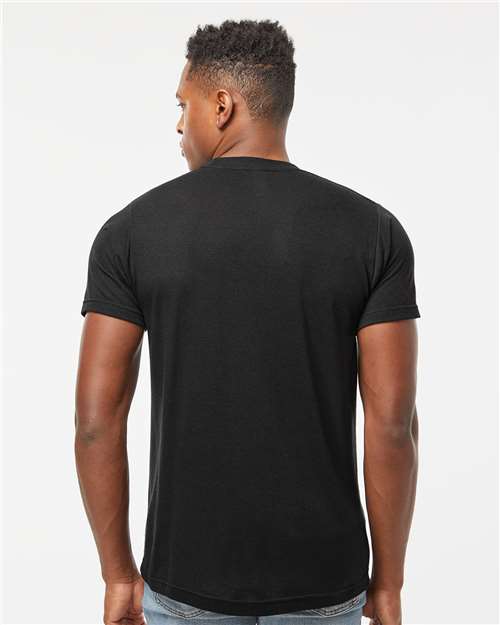 Tultex 254 Men's Tri-Blend T-Shirt - Solid Black Tri Blend - model back