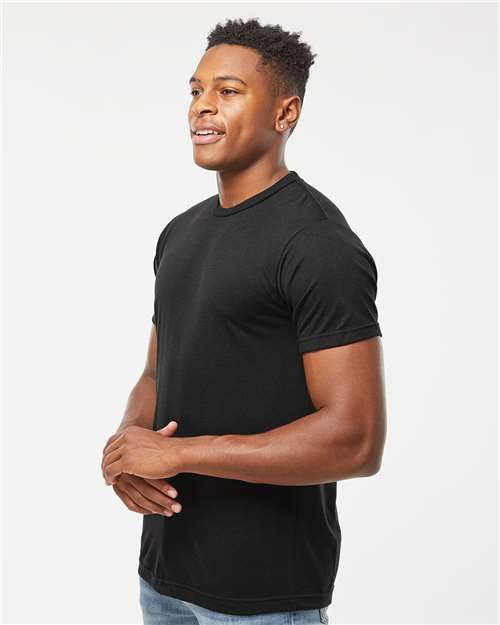Tultex 254 Men's Tri-Blend T-Shirt - Solid Black Tri Blend - model side