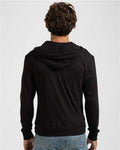 Tultex 260 Unisex Beach Full-Zip Hooded Long Sleeve T-Shirt - Black - model back