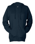 Tultex 260 Unisex Beach Full-Zip Hooded Long Sleeve T-Shirt - Navy - front