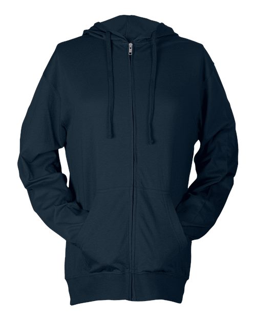 Tultex 260 Unisex Beach Full-Zip Hooded Long Sleeve T-Shirt - Navy - front