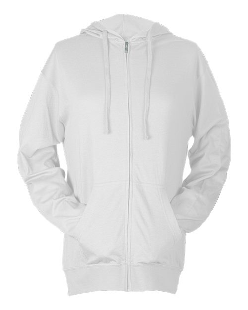 Tultex 260 Unisex Beach Full-Zip Hooded Long Sleeve T-Shirt - White - front
