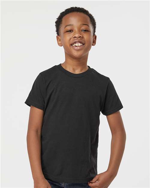 Tultex 265 Youth Poly-Rich T-Shirt - Black - model front