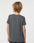 Tultex 265 Youth Poly-Rich T-Shirt - Heather Charcoal - model back