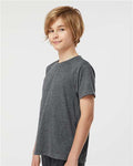Tultex 265 Youth Poly-Rich T-Shirt - Heather Charcoal - model side