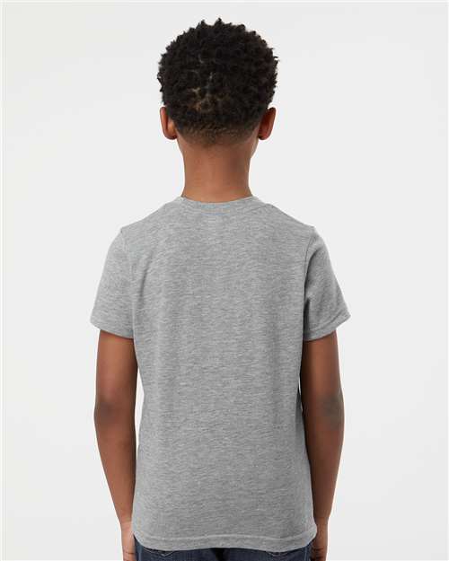 Tultex 265 Youth Poly-Rich T-Shirt - Heather Grey - model back