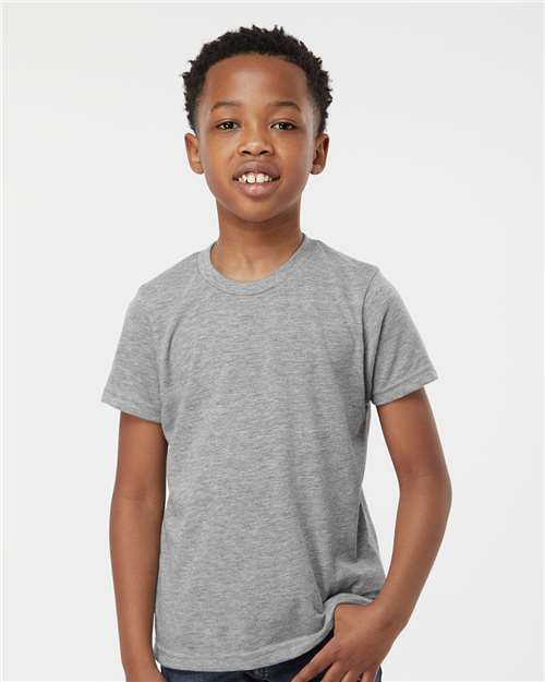 Tultex 265 Youth Poly-Rich T-Shirt - Heather Grey - model front