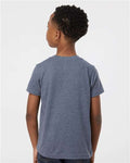 Tultex 265 Youth Poly-Rich T-Shirt - Heather Navy - model back