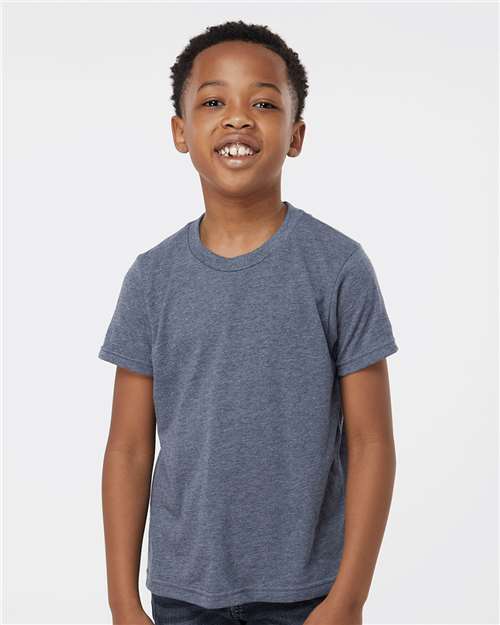 Tultex 265 Youth Poly-Rich T-Shirt - Heather Navy - model front