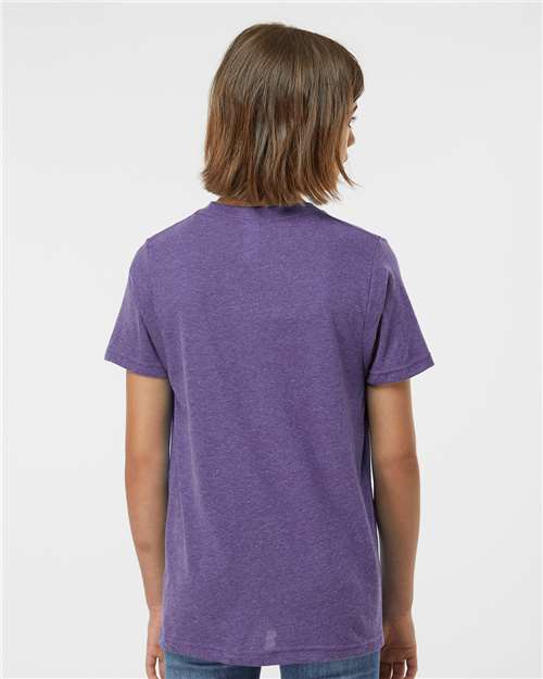 Tultex 265 Youth Poly-Rich T-Shirt - Heather Purple - model back