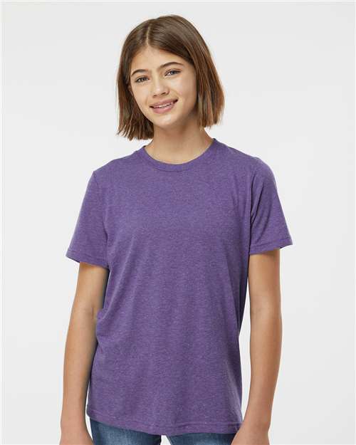 Tultex 265 Youth Poly-Rich T-Shirt - Heather Purple - model front