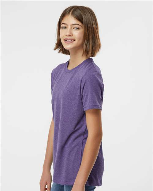 Tultex 265 Youth Poly-Rich T-Shirt - Heather Purple - model side