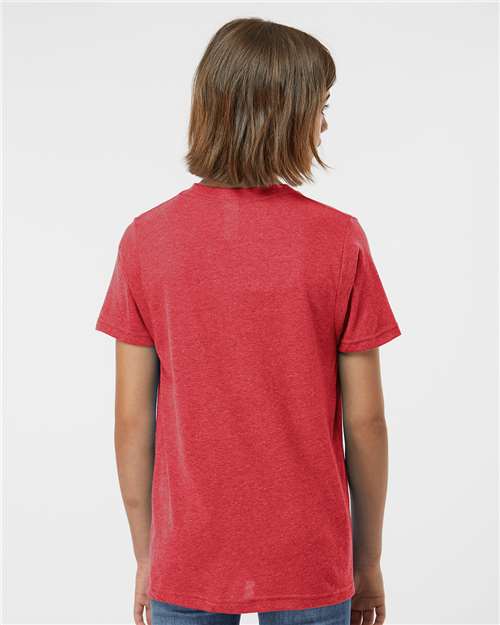 Tultex 265 Youth Poly-Rich T-Shirt - Heather Red - model back