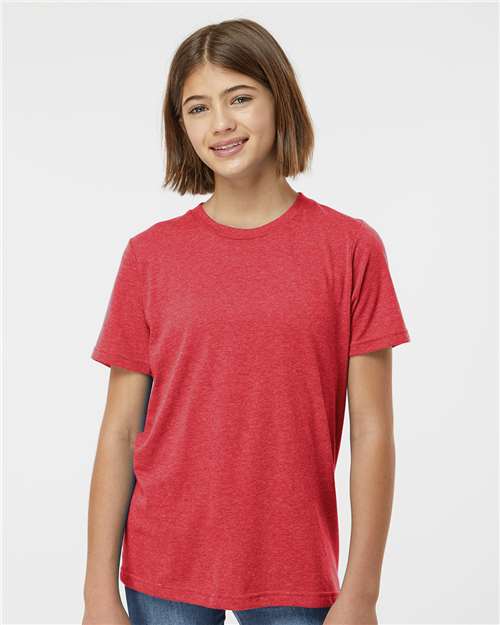 Tultex 265 Youth Poly-Rich T-Shirt - Heather Red - model front