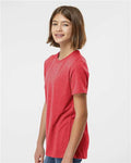 Tultex 265 Youth Poly-Rich T-Shirt - Heather Red - model side