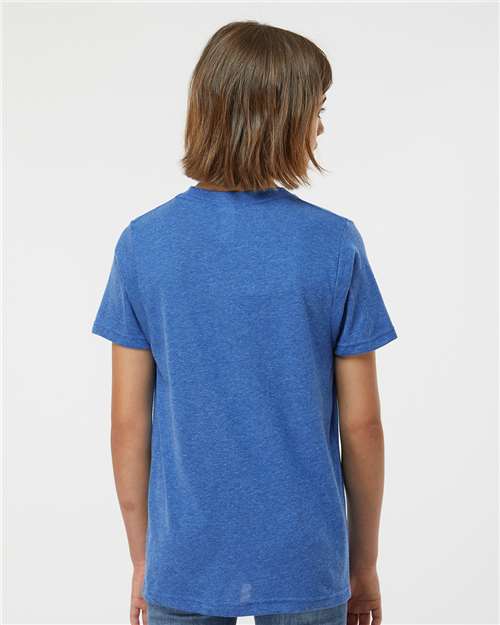 Tultex 265 Youth Poly-Rich T-Shirt - Heather Royal - model back