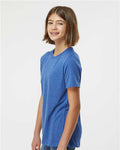 Tultex 265 Youth Poly-Rich T-Shirt - Heather Royal - model side