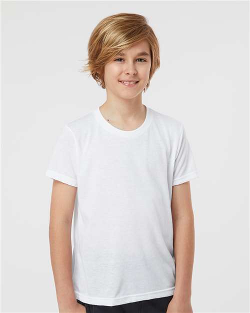 Tultex 265 Youth Poly-Rich T-Shirt - White - model front