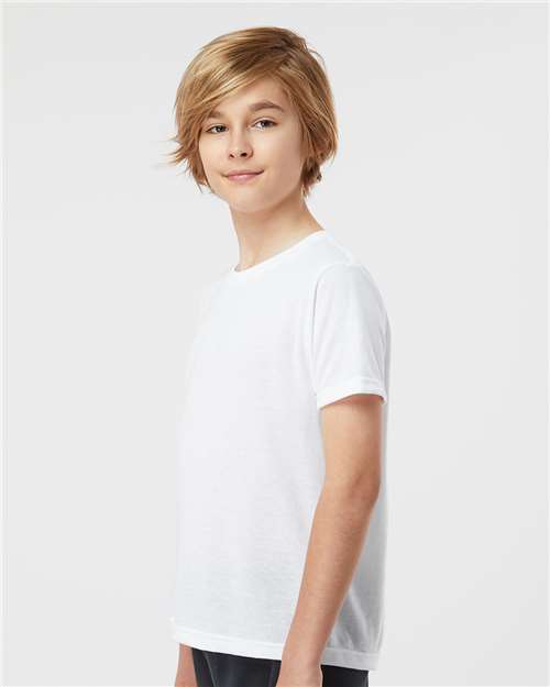 Tultex 265 Youth Poly-Rich T-Shirt - White - model side