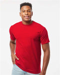 Tultex 290 Unisex Heavyweight Jersey T-Shirt - Cardinal - model front