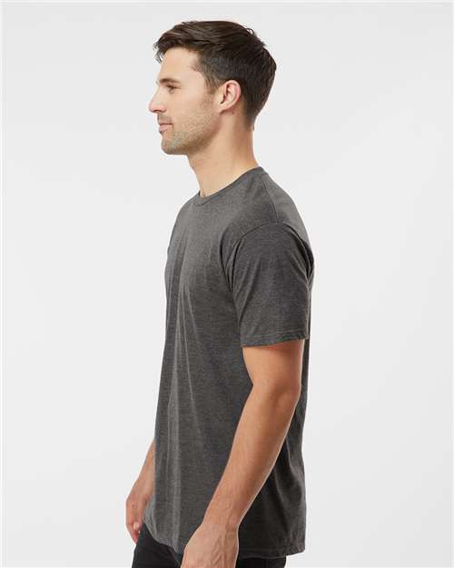 Tultex 290 Unisex Heavyweight Jersey T-Shirt - Heather Charcoal - model side