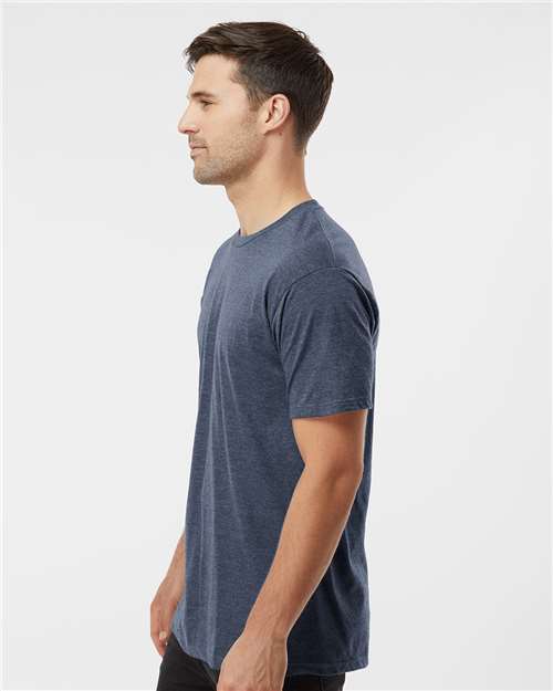 Tultex 290 Unisex Heavyweight Jersey T-Shirt - Heather Denim - model side
