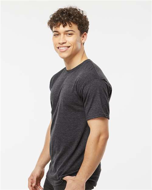 Tultex 290 Unisex Heavyweight Jersey T-Shirt - Heather Graphite - model side