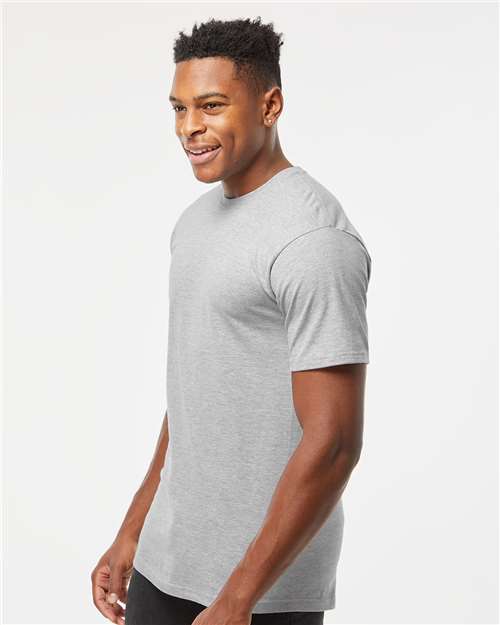 Tultex 290 Unisex Heavyweight Jersey T-Shirt - Heather Grey - model side