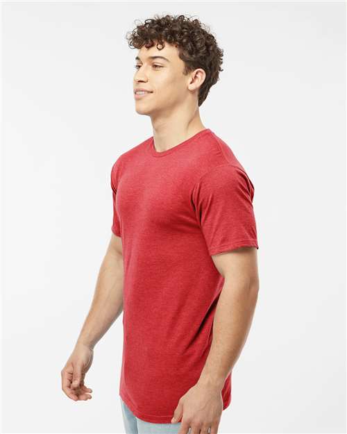 Tultex 290 Unisex Heavyweight Jersey T-Shirt - Heather Red - model side