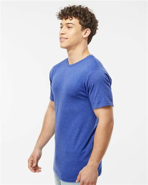 Tultex 290 Unisex Heavyweight Jersey T-Shirt - Heather Royal - model side