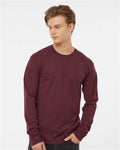 Tultex 291 Unisex Heavyweight Jersey Long Sleeve T-Shirt - Burgundy - model front