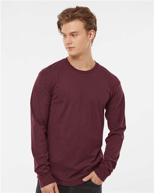 Tultex 291 Unisex Heavyweight Jersey Long Sleeve T-Shirt - Burgundy - model front