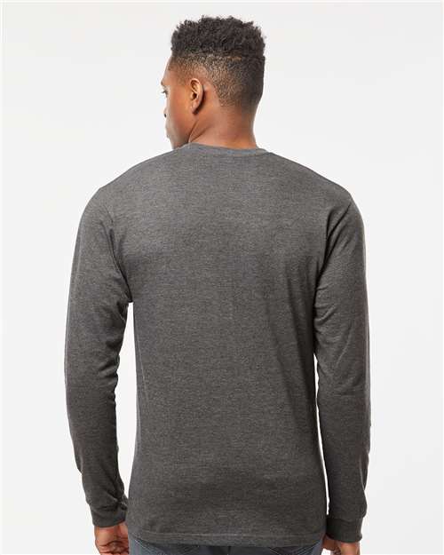 Tultex 291 Unisex Heavyweight Jersey Long Sleeve T-Shirt - Heather Charcoal - model back