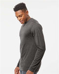 Tultex 291 Unisex Heavyweight Jersey Long Sleeve T-Shirt - Heather Charcoal - model side