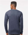 Tultex 291 Unisex Heavyweight Jersey Long Sleeve T-Shirt - Heather Denim - model back