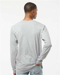 Tultex 291 Unisex Heavyweight Jersey Long Sleeve T-Shirt - Heather Grey - model back