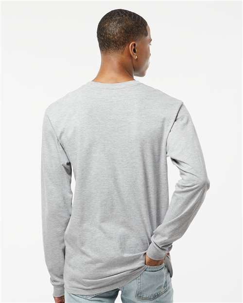 Tultex 291 Unisex Heavyweight Jersey Long Sleeve T-Shirt - Heather Grey - model back