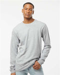 Tultex 291 Unisex Heavyweight Jersey Long Sleeve T-Shirt - Heather Grey - model front