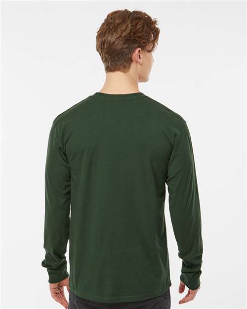 Tultex 291 Unisex Heavyweight Jersey Long Sleeve T-Shirt - Hunter Green - model back