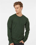 Tultex 291 Unisex Heavyweight Jersey Long Sleeve T-Shirt - Hunter Green - model front