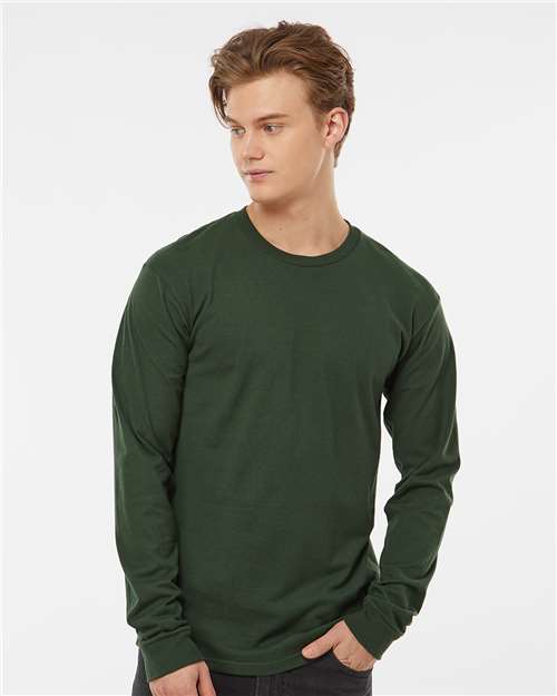 Tultex 291 Unisex Heavyweight Jersey Long Sleeve T-Shirt - Hunter Green - model front