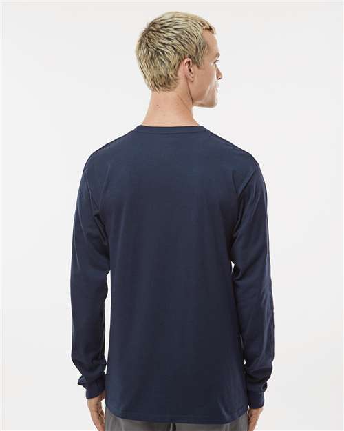 Tultex 291 Unisex Heavyweight Jersey Long Sleeve T-Shirt - Navy - model back