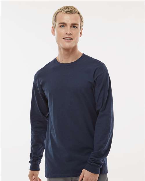 Tultex 291 Unisex Heavyweight Jersey Long Sleeve T-Shirt - Navy - model front